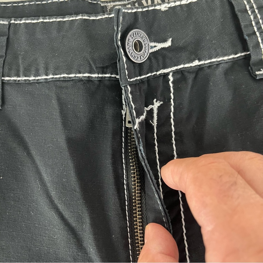 Salvage Supply Co. Buckle Brand Men’s Shorts Size 38 Waist Black/White Stitch - Picture 3 of 11
